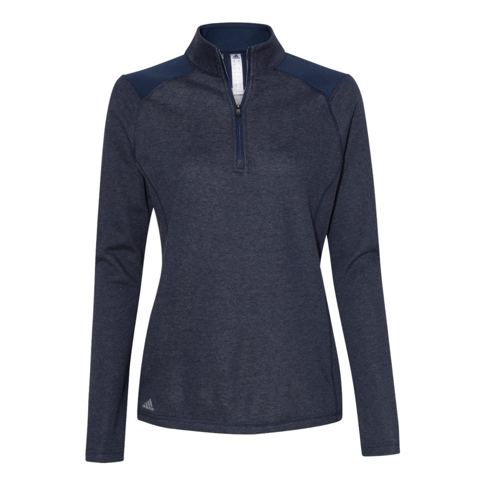Adidas Women's Heathered Quarter-Zip Pullover - Heather Navy